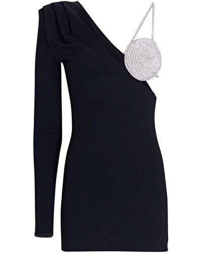 Nue One-sleeve Spiral Crystal Bra Mini Dress - Blue