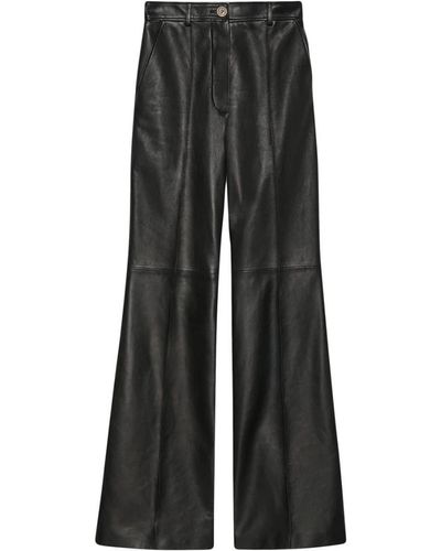 Gucci Black Plonge Leather Flare Trousers