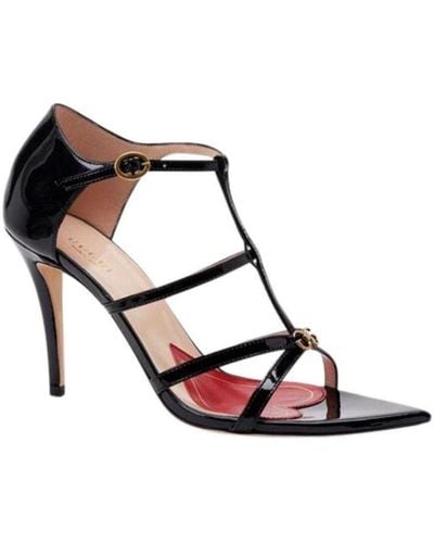 Gucci Jerry Patent Leather Cage Sandals - Black