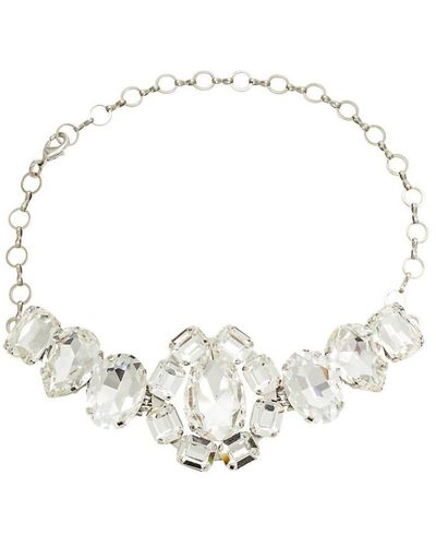 Alessandra Rich Silvertone Crystal Choker Necklace - Metallic