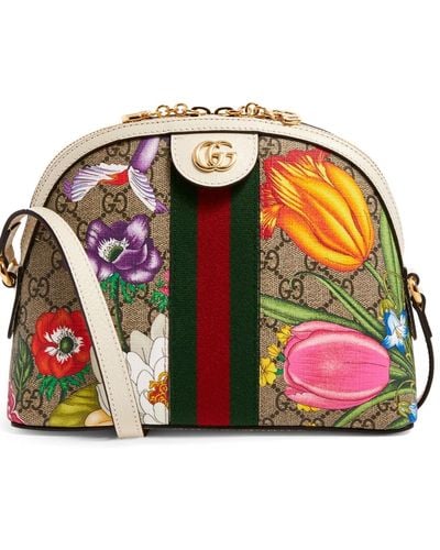Gucci Small Ophidia Flora Shoulder Bag It - White