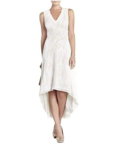BCBGMAXAZRIA Salma All Over Sequin Deep V-neck Dress Wjb6w112-1o6 - White