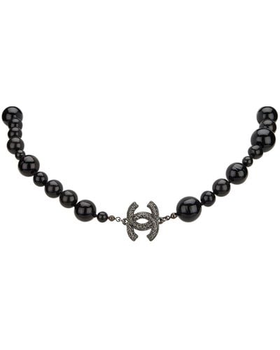 Chanel \n Black Pearl Necklace