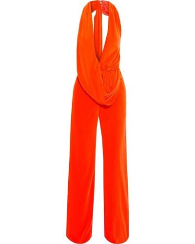 Area Draped Cowl Jumpsuit - Orange