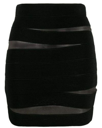 Balmain Sheer Fitted Mini Skirt - Black