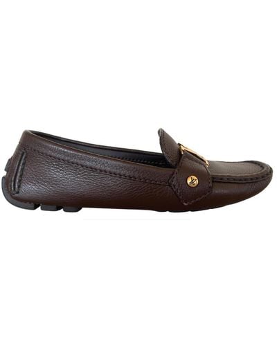 Louis Vuitton Brown Leather Lv Logo Loafers