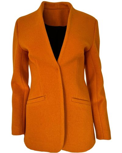 Cult Moda Wool V-neck Blazer - Orange