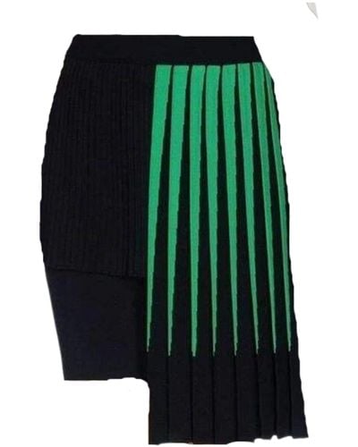 Fausto Puglisi Green Pleated Asymmetrical Skirt