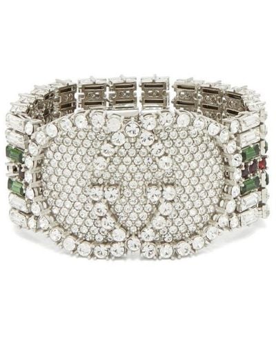 Gucci Crystal-embellished Tennis Bracelet - Metallic