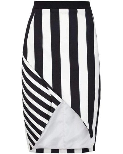 Mugler Striped Stretch Crepe Skirt - Black