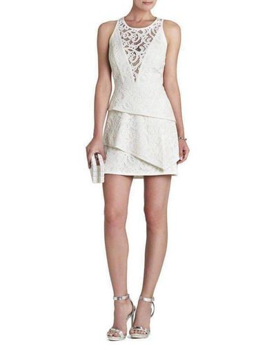 BCBGMAXAZRIA Hannah Engineered Lace Dress - White