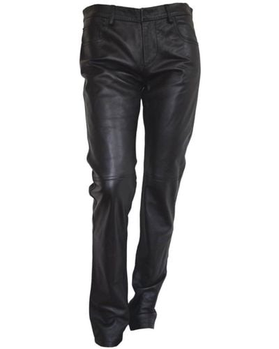 CoSTUME NATIONAL Straight Leg Just Leather Biker Pants - Black