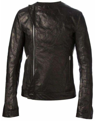 Rick Owens Vicious Textured Leather Biker Jacket - Black