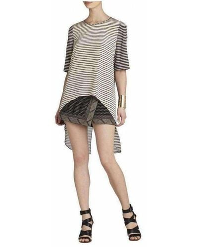 BCBGMAXAZRIA Silk Caterina Split Back Top - Gray