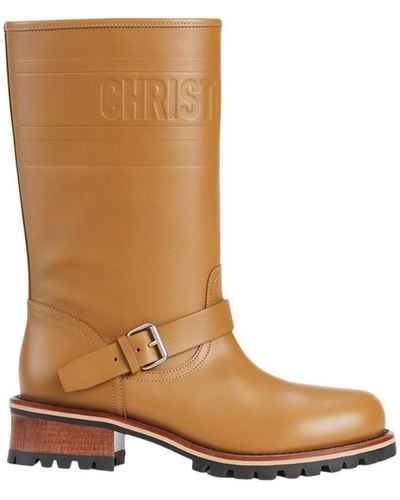 Dior Quest Leather Mid-calf Boots - Brown