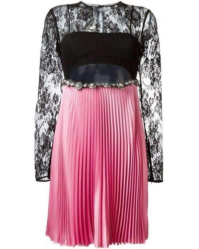 Fausto Puglisi Floral Lace Pleated Dress - Pink