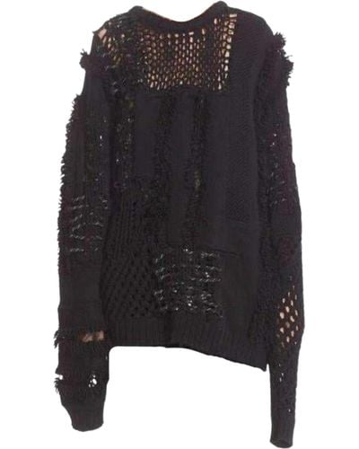 Koche Koché Embellished Open Knit Wool Blend Jumper - Black