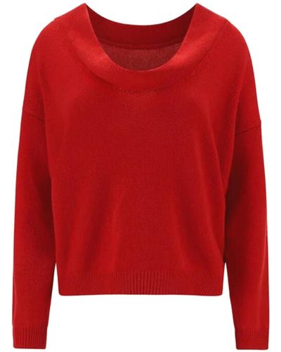Valentino Straight Hem Long-sleeved Cashmere Sweater - Red