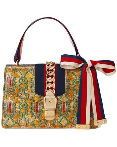 Gucci Sylvie Multicolor Brocade Bag - Red