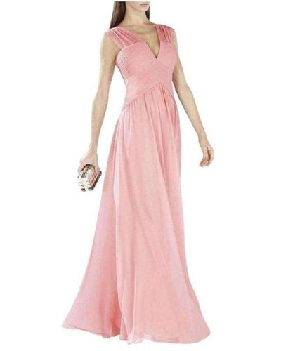 BCBGMAXAZRIA Astella Sleeveless Shirred Gown - Pink