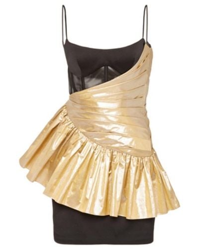 Rasario Draped Metallic Silk And Crepe Mini Dress
