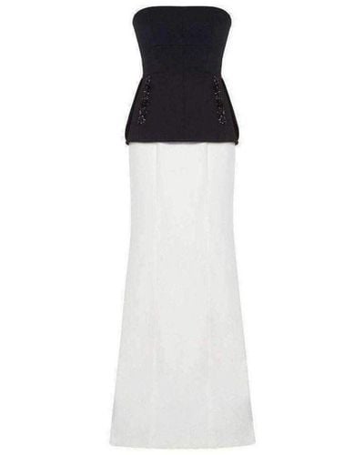 BCBGMAXAZRIA Evianna Color-blocked Peplum Gown - White