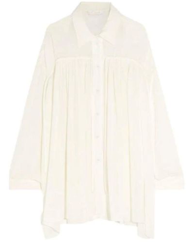 Chloé Oversize Fine Crepe Shirt - White