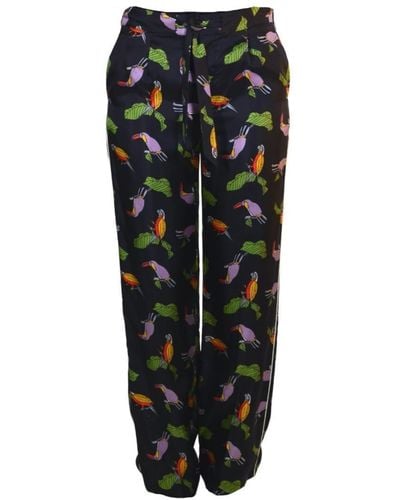 Gucci Toucan Print Pajama Silk Pants - Black