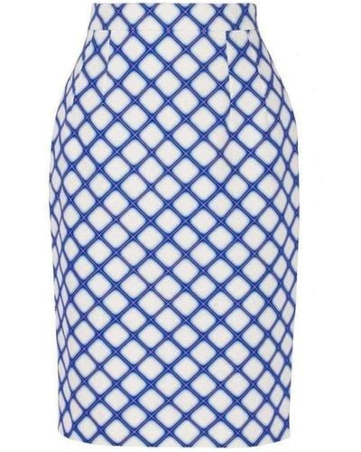 Jonathan Saunders Printed Textured-cotton Pencil Skirt - Blue