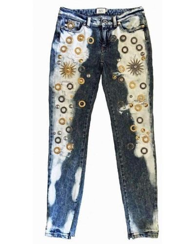Fausto Puglisi Skinny Metal Embellishment Jeans - Blue