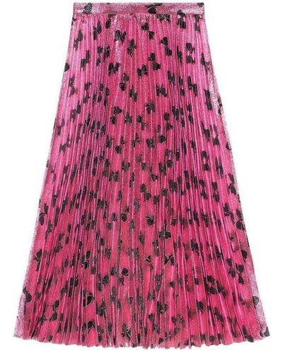 Gucci Iridescent Bow Lurex Pleated Skirt - Pink