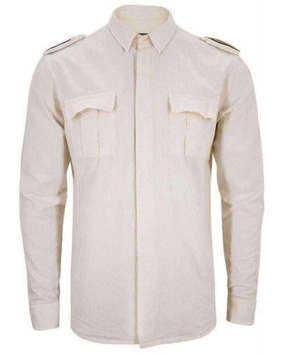 Balmain Ecru Linen Military Shirt - Natural