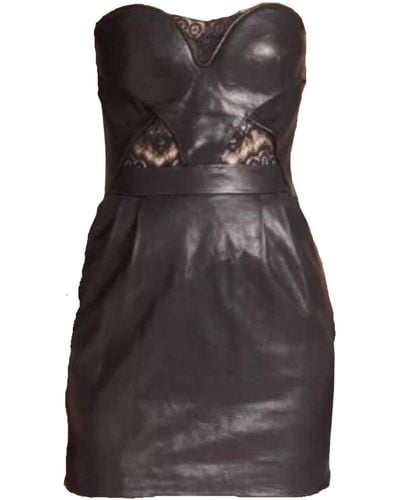 The Kooples Black Leather Strapless Dress