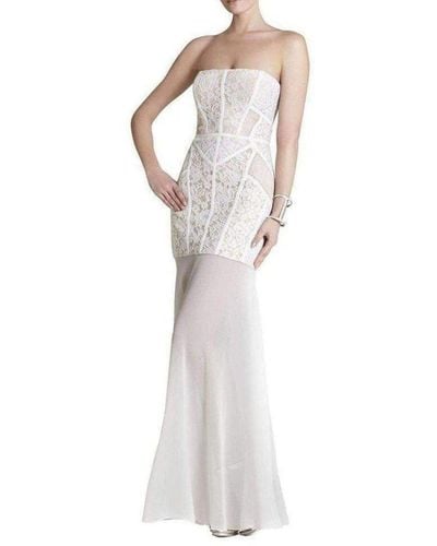 BCBGMAXAZRIA Vivienne Lace Blocked Strapless Dress - White