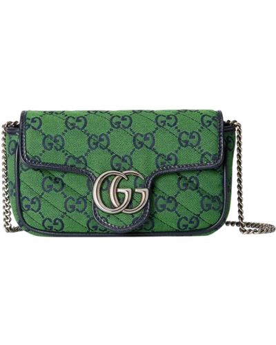Gucci Green GG Marmont Multicolour Super Mini Bag