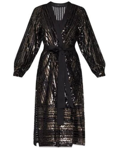 BCBGMAXAZRIA Sequin Wrap Dress - Black