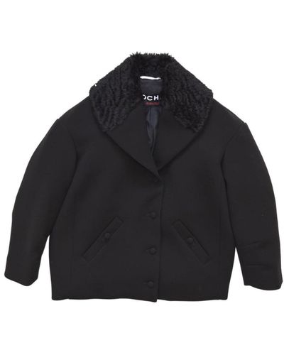 Rochas Black Fur Astrakan Collar Jacket