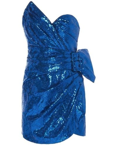 Dundas Strapless Sequined Tulle Mini Dress - Blue