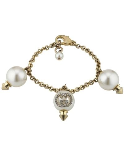 Gucci Interlocking G Bracelet With Pearls - Metallic