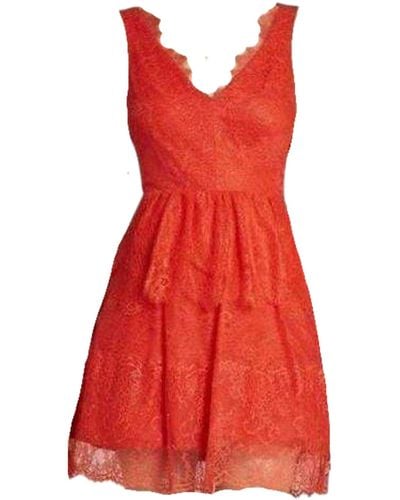 BCBGMAXAZRIA Willa Bright Poppy Lace Cocktail Dress - Red