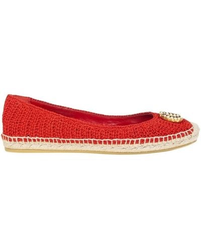 Gucci Red Lilibeth GG Faux Pearl-embellished Espadrilles