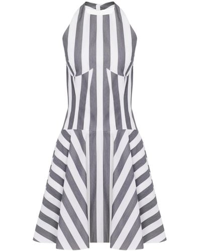 Alaïa Short Striped Poplin Sun-dress - White