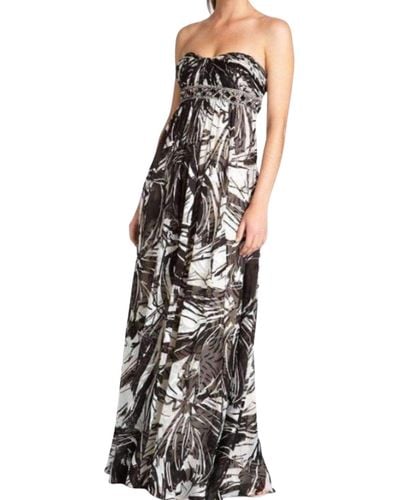 BCBGMAXAZRIA Rhinestone Embellished Full Length Gown - Multicolor