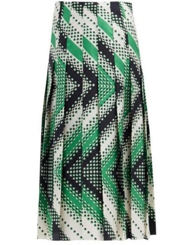 Gucci Pleated Chevron Print Skirt - Green