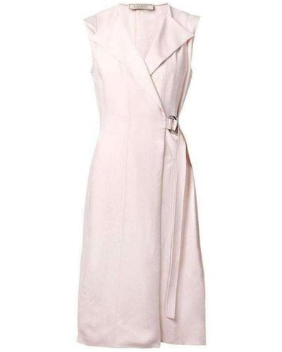 Nina Ricci Belted Wrap Pink Silk Blend Dress