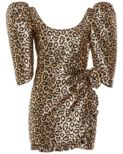 Alessandra Rich Lurex Leo Jacquard Mini Dress - Metallic