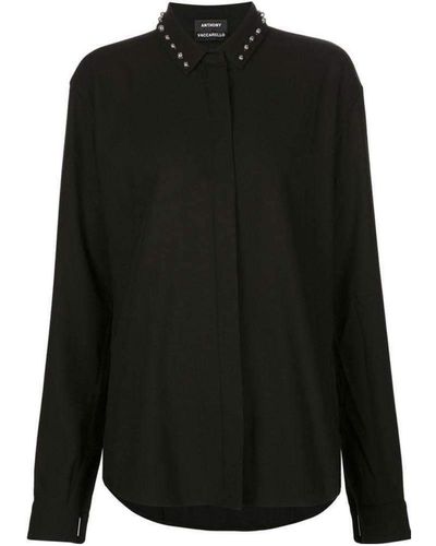 Anthony Vaccarello Black Classical Shirt With Stud Collar