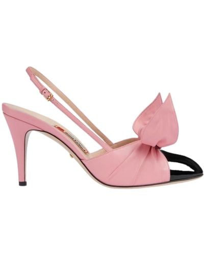 Gucci Bow-embellished Leather Slingback Court Shoes - Pink