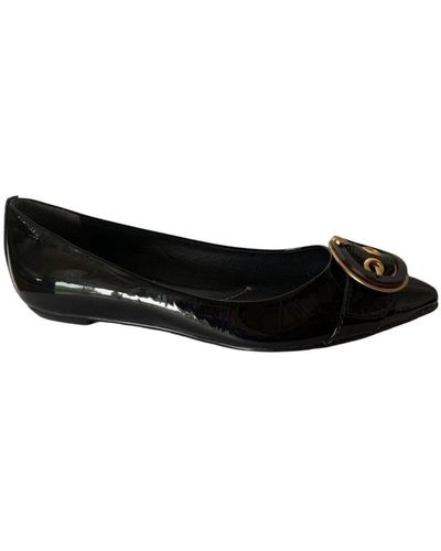 BCBGMAXAZRIA Emlyn Patent Leather Flats Shoes - Black
