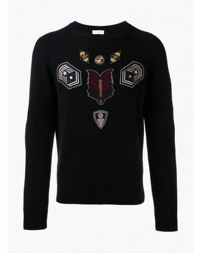 Dries Van Noten Embroidered Master Patch Cashmere Sweater - Black